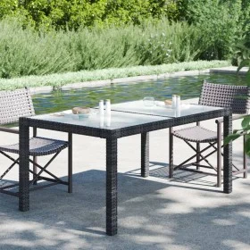 Garden table tempered glass synthetic rattan 150x90x75 cm black by vidaXL, Garden tables - Ref: Foro24-316705, Price: 148,08 ...