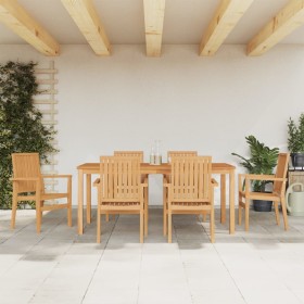 Juego de comedor de jardín 7 piezas madera maciza de teca en Conjuntos de jardín | Comprar online en Foru.es