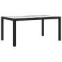 Garden table tempered glass synthetic rattan 150x90x75 cm black by vidaXL, Garden tables - Ref: Foro24-316705, Price: 148,08 ...