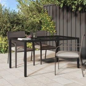 Mesa jardín vidrio templado ratán sintético 150x90x75 cm negro de vidaXL, Mesas de jardín - Ref: Foro24-316706, Precio: 128,4...