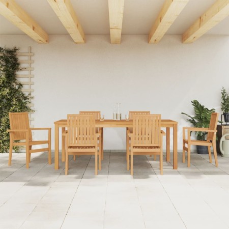 Juego de comedor de jardín 7 piezas madera maciza de teca en Conjuntos de jardín | Comprar online en Foru.es