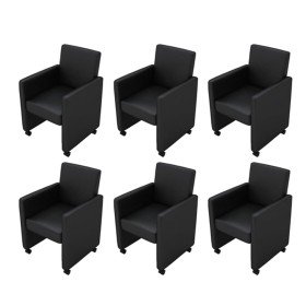 Sillas de comedor 6 unidades cuero sintético negro en Sillas de comedor | Comprar online en Foru.es