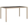 Mesa jardín vidrio templado ratán sintético 150x90x75 cm beige de vidaXL, Mesas de jardín - Ref: Foro24-316710, Precio: 97,61...