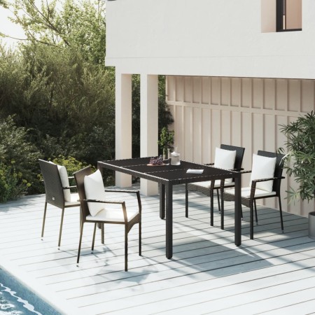 Set de muebles jardín 5 pzas con cojines ratán sintético negro en Conjuntos de jardín | Comprar online en Foru.es