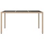 Mesa jardín vidrio templado ratán sintético 150x90x75 cm beige de vidaXL, Mesas de jardín - Ref: Foro24-316710, Precio: 97,61...