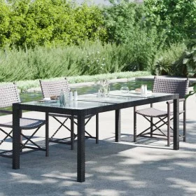 Black synthetic rattan tempered glass garden table 190x90x75 cm by vidaXL, Garden tables - Ref: Foro24-316712, Price: 170,48 ...