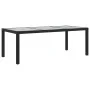 Mesa jardín vidrio templado ratán sintético negra 190x90x75 cm de vidaXL, Mesas de jardín - Ref: Foro24-316712, Precio: 170,4...