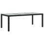 Mesa jardín vidrio templado ratán sintético negra 190x90x75 cm de vidaXL, Mesas de jardín - Ref: Foro24-316712, Precio: 172,5...