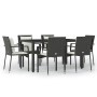 Set de comedor de jardín 7 pzas y cojines ratán sintético negro en Conjuntos de jardín | Comprar online en Foru.es