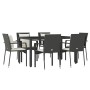 Set de comedor de jardín 7 pzas y cojines ratán sintético negro en Conjuntos de jardín | Comprar online en Foru.es