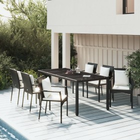 Set de comedor de jardín 7 pzas y cojines ratán sintético negro en Conjuntos de jardín | Comprar online en Foru.es
