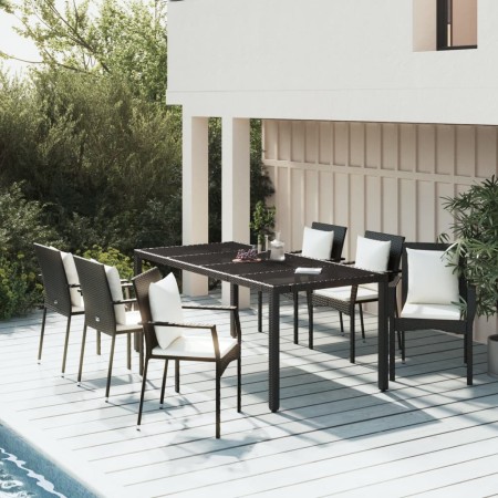 Set de comedor de jardín 7 pzas y cojines ratán sintético negro en Conjuntos de jardín | Comprar online en Foru.es