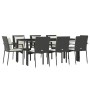 Set de comedor de jardín 9 pzas y cojines ratán sintético negro en Conjuntos de jardín | Comprar online en Foru.es