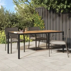 Black synthetic rattan acacia wood garden table 190x90x75 cm by vidaXL, Garden tables - Ref: Foro24-316722, Price: 178,66 €, ...