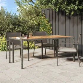 Mesa de jardín madera acacia ratán sintético gris 190x90x75 cm de vidaXL, Mesas de jardín - Ref: Foro24-316723, Precio: 172,6...
