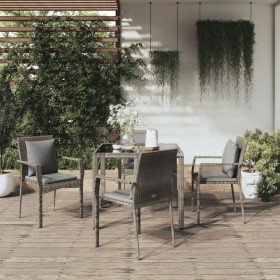 Set comedor de jardín 5 piezas con cojines ratán sintético gris en Conjuntos de jardín | Comprar online en Foru.es