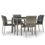 Set comedor de jardín 5 piezas con cojines ratán sintético gris en Conjuntos de jardín | Comprar online en Foru.es