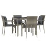 Set comedor de jardín 5 piezas con cojines ratán sintético gris en Conjuntos de jardín | Comprar online en Foru.es