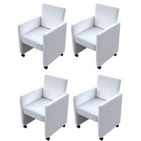 Sillas de comedor 4 unidades cuero sintético blanco en Sillas de comedor | Comprar online en Foru.es