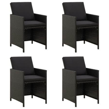 Sillas de jardín 4 unidades con cojines ratán sintético negro de vidaXL, Sillas de jardín - Ref: Foro24-316746, Precio: 219,8...