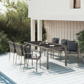 Set comedor jardín 7 pzas y cojines ratán sintético gris en Conjuntos de jardín | Comprar online en Foru.es