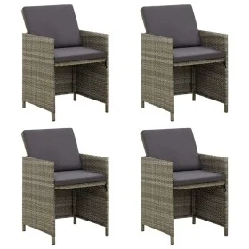 Gartenstühle 4 Einheiten mit grauen synthetischen Rattankissen von vidaXL, Gartenstühle - Ref: Foro24-316747, Preis: 280,30 €...