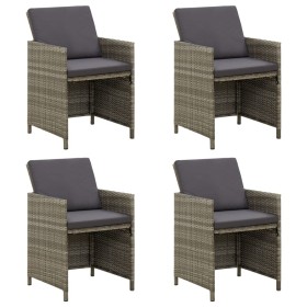Sillas de jardín 4 unidades con cojines ratán sintético gris de vidaXL, Sillas de jardín - Ref: Foro24-316747, Precio: 284,75...
