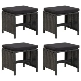 4 Stück Gartenhocker und Kissen synthetisches Rattan schwarz von vidaXL, Gartenstühle - Ref: Foro24-316749, Preis: 133,02 €, ...