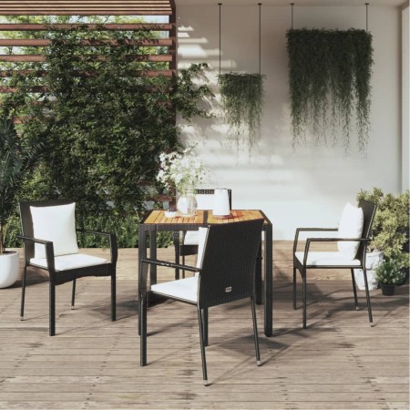 Set de muebles jardín 5 pzas con cojines ratán sintético negro en Conjuntos de jardín | Comprar online en Foru.es