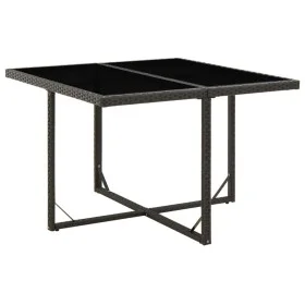 Synthetic rattan and black glass garden table 109x107x74 cm by vidaXL, Garden tables - Ref: Foro24-316764, Price: 109,38 €, D...