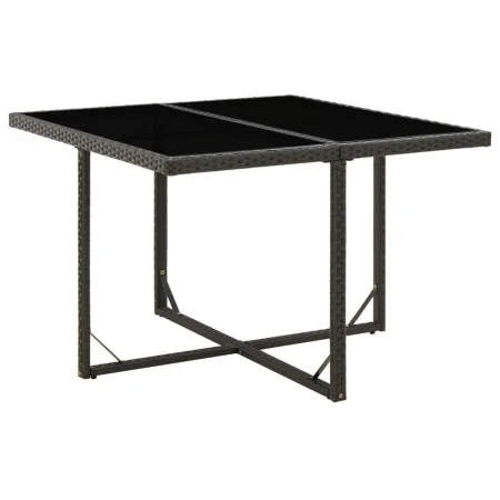 Mesa de jardín ratán sintético y vidrio negra 109x107x74 cm de vidaXL, Mesas de jardín - Ref: Foro24-316764, Precio: 109,38 €...