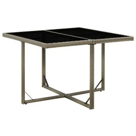 Mesa de jardín ratán sintético y vidrio gris 109x107x74 cm de vidaXL, Mesas de jardín - Ref: Foro24-316765, Precio: 102,84 €,...