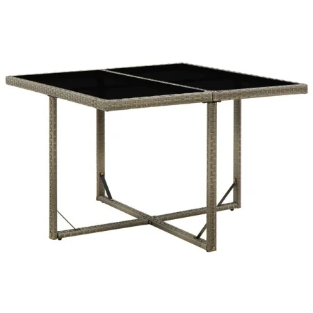 Mesa de jardín ratán sintético y vidrio gris 109x107x74 cm de vidaXL, Mesas de jardín - Ref: Foro24-316765, Precio: 102,84 €,...