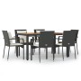 Set de comedor de jardín 7 pzas y cojines ratán sintético negro en Conjuntos de jardín | Comprar online en Foru.es