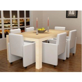 Sillas de comedor 6 uds cuero sintético blanco en Sillas de comedor | Comprar online en Foru.es