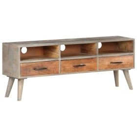 Mueble para TV madera maciza de mango rugosa gris 130x35x51 cm de vidaXL, Muebles TV - Ref: Foro24-321805, Precio: 184,82 €, ...