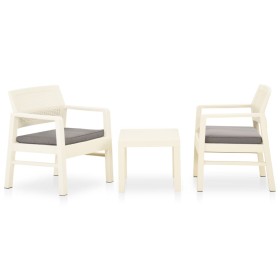 Set de muebles de jardín 3 piezas con cojines plástico blanco en Conjuntos de jardín | Comprar online en Foru.es