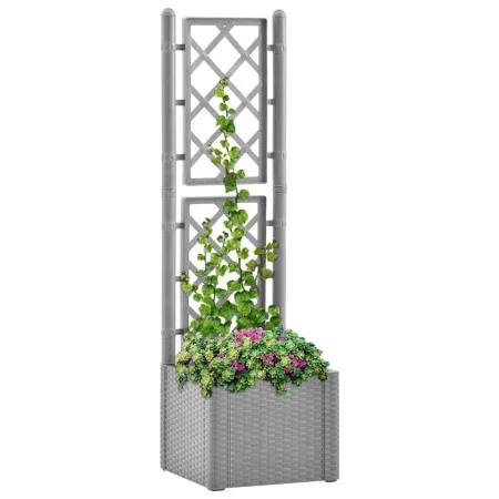 Flowerbed with trellis and gray automatic irrigation system by vidaXL, Pots and planters - Ref: Foro24-317577, Price: 102,10 ...
