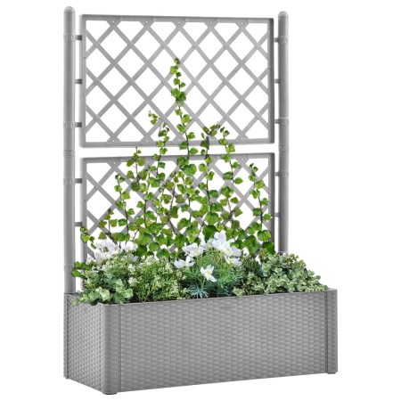 Arriate con enrejado y sistema de riego automático gris de vidaXL, Maceteros y jardineras - Ref: Foro24-317578, Precio: 149,7...