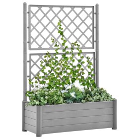 Jardinera con enrejado PP gris piedra 100x43x142 cm de vidaXL, Maceteros y jardineras - Ref: Foro24-317582, Precio: 149,99 €,...