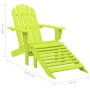 Silla jardín Adirondack con otomana madera maciza abeto verde en Sillas de jardín | Comprar online en Foru.es