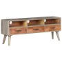 Mueble para TV madera maciza de mango rugosa gris 130x35x51 cm de vidaXL, Muebles TV - Ref: Foro24-321805, Precio: 184,82 €, ...
