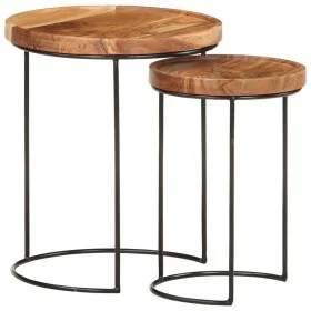 Set Couchtische 2 Stück massives Akazienholz und Stahl von vidaXL, Couchtisch - Ref: Foro24-321706, Preis: 115,11 €, Rabatt: %