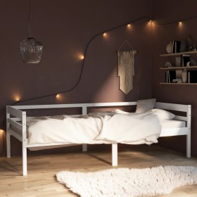 Estructura de cama de madera maciza de pino blanca 90x200 cm de vidaXL, Camas y somieres - Ref: Foro24-322052, Precio: 122,96...