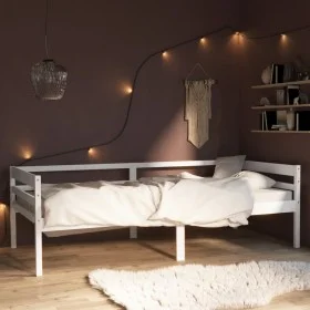 Estructura de cama de madera maciza de pino blanca 90x200 cm de vidaXL, Camas y somieres - Ref: Foro24-322052, Precio: 121,02...