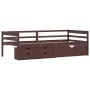 Cama con cajones y armario madera pino marrón oscuro 90x200 cm de vidaXL, Camas y somieres - Ref: Foro24-322059, Precio: 221,...