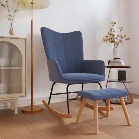 Silla mecedora con reposapiés tela azul de vidaXL, Mecedoras - Ref: Foro24-328022, Precio: 161,44 €, Descuento: %