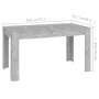 Mesa de comedor contrachapada gris hormigón 140x74,5x76 cm de vidaXL, Mesas de cocina y de comedor - Ref: Foro24-804206, Prec...