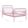 Estructura de cama extensible metal rosa 80x130/200 cm de vidaXL, Camas y somieres - Ref: Foro24-324743, Precio: 168,94 €, De...