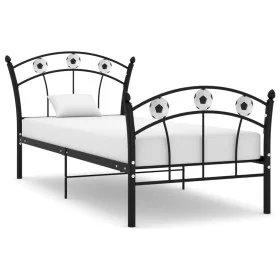 Bed frame with black metal football design 90x200 cm by vidaXL, Beds and slatted bases - Ref: Foro24-324744, Price: 101,01 €,...